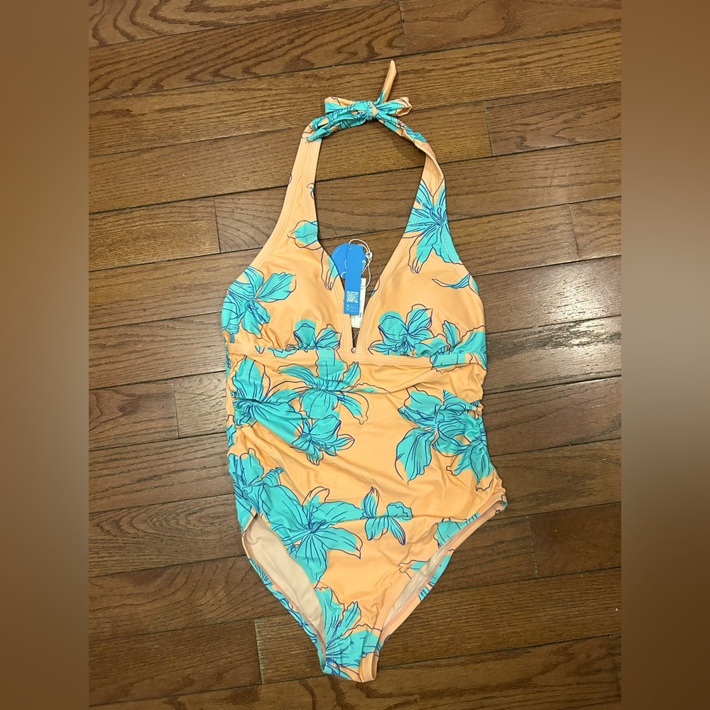 CupShe Halter One Piece Swimsuit Tummy Control Blooming Flowers - Size 0X